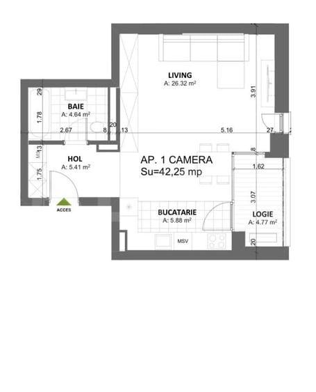 Apartament cu 1 camera Timișoara Nord- Cal. Totontalului - 2