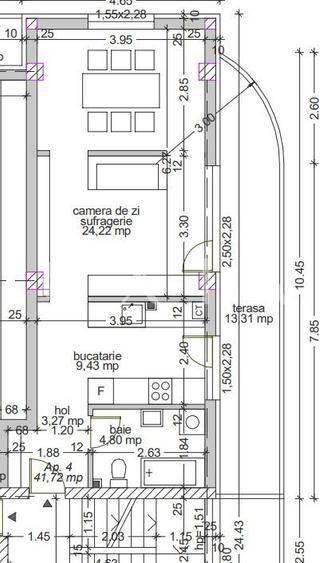 Apartament cu 2 camere semidecomandat în Aradului