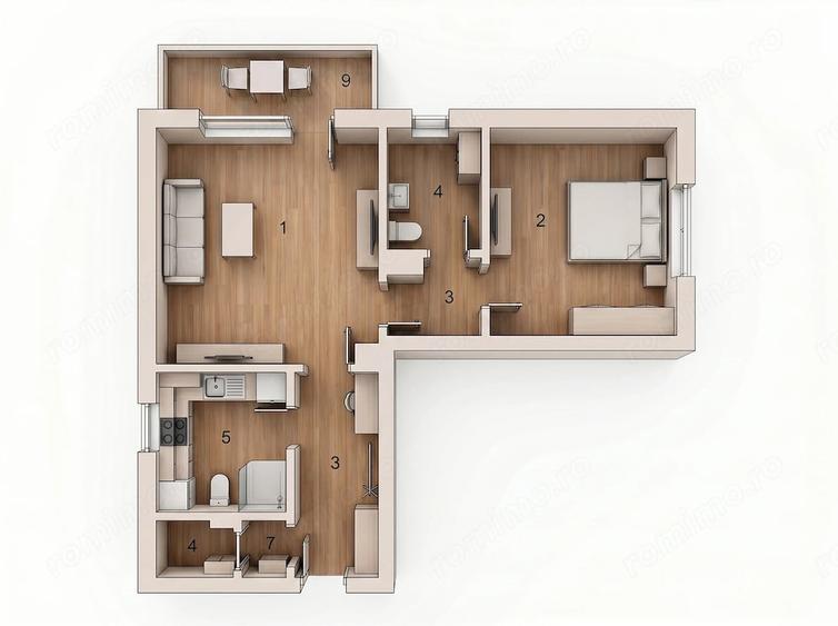Apartament cu 2 camere semidecomandat în Baicului