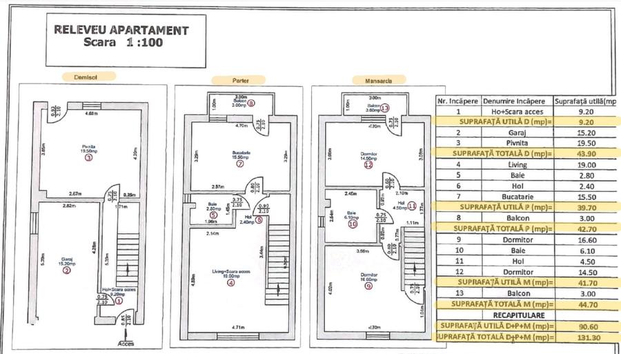 Apartament cu 4 camere în Turnișor