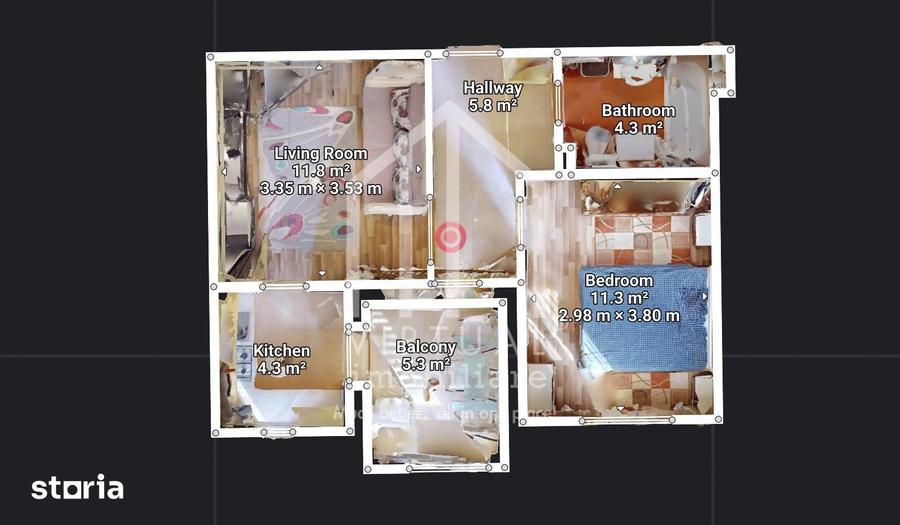 2 camere , etaj intermediar , cartier turnisor | tur virtual - 8