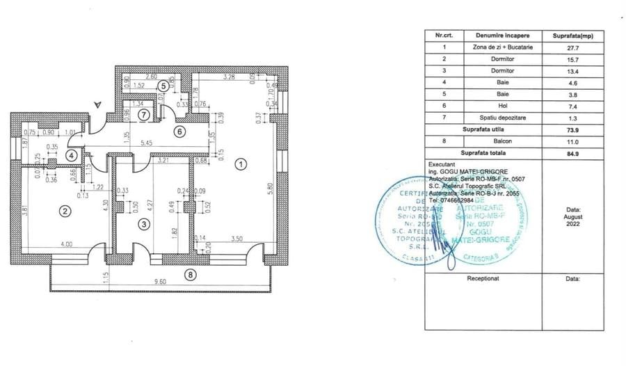 Apartament cu 3 camere decomandat în Timpuri Noi