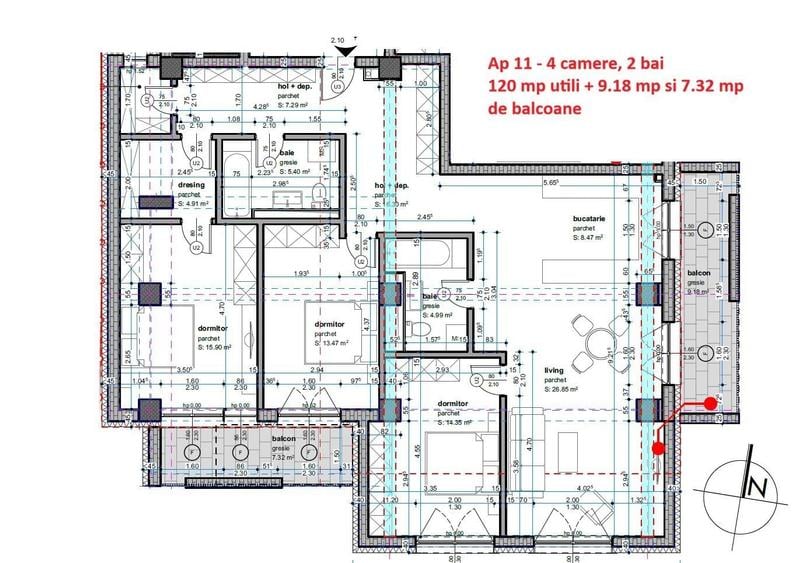 Apartament cu 4 camere decomandat în Șagului