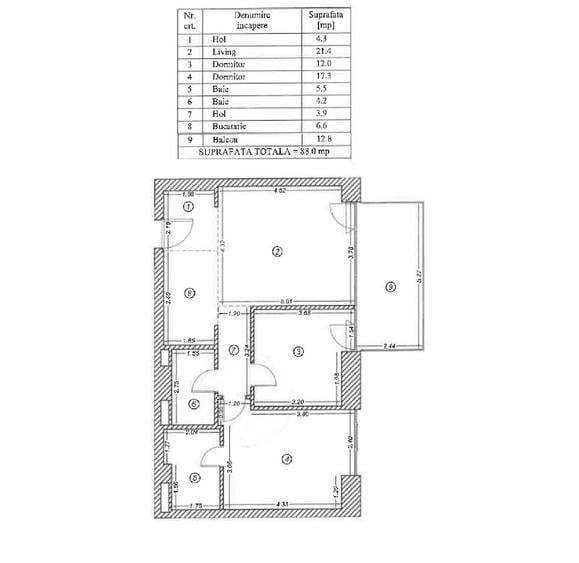 Apartament cu 3 camere în Tei