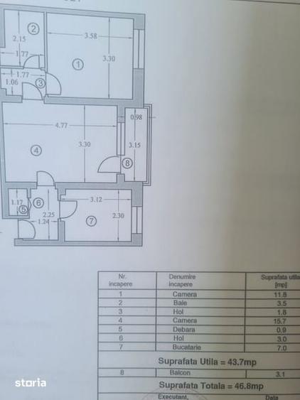 Apartament 2 camere Cf.1 semidecomandat - 2