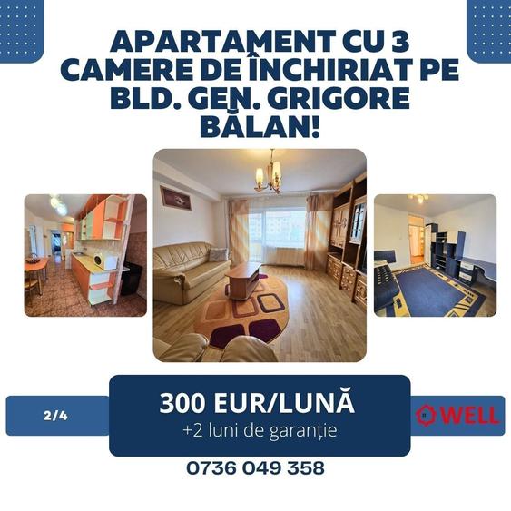 Apartament cu 3 camere decomandat în Central
