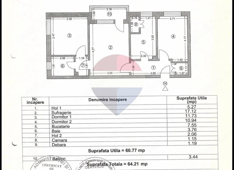 Apartament cu 3 camere semidecomandat în Sud