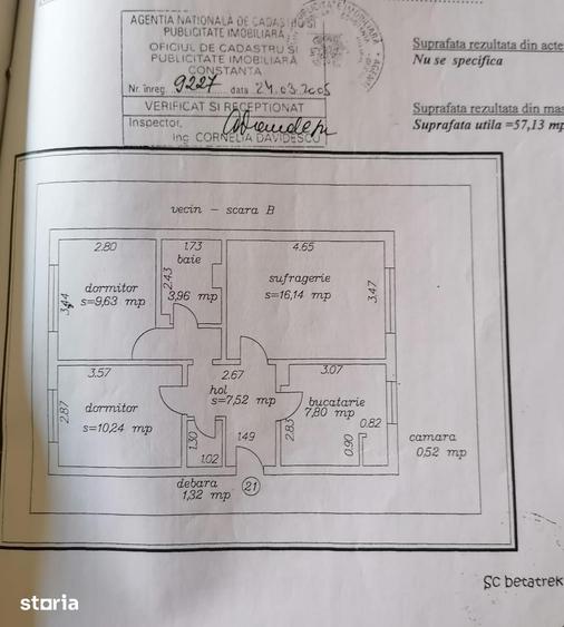 Apartament cu 3 camere decomandat în Central