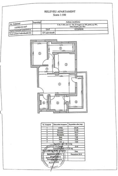 Apartament cu 3 camere semidecomandat în Central
