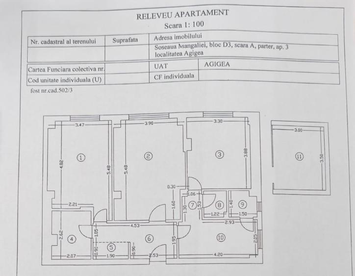 Apartament cu 3 camere decomandat, mobilat în Agigea