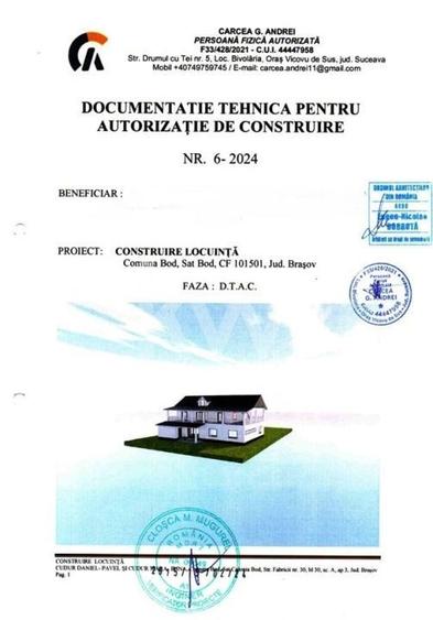 Teren de 1008 mp, în Bod