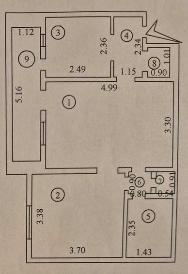 Apartament cu 2 camere semidecomandat în Sârbi