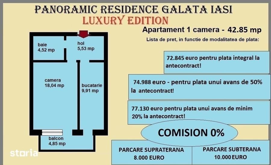 Garsonieră decomandată în Galata