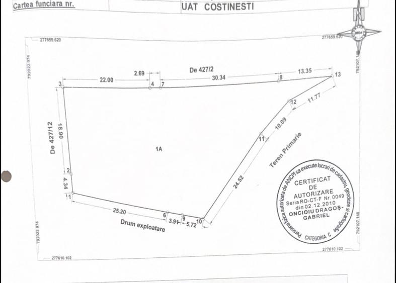 Teren Construcții intravilan de 1337 mp, în Costinești
