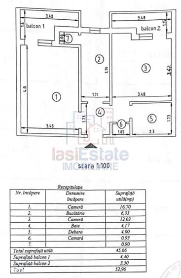 Apartament cu 2 camere decomandat, mobilat în Nicolina — fotografia 1