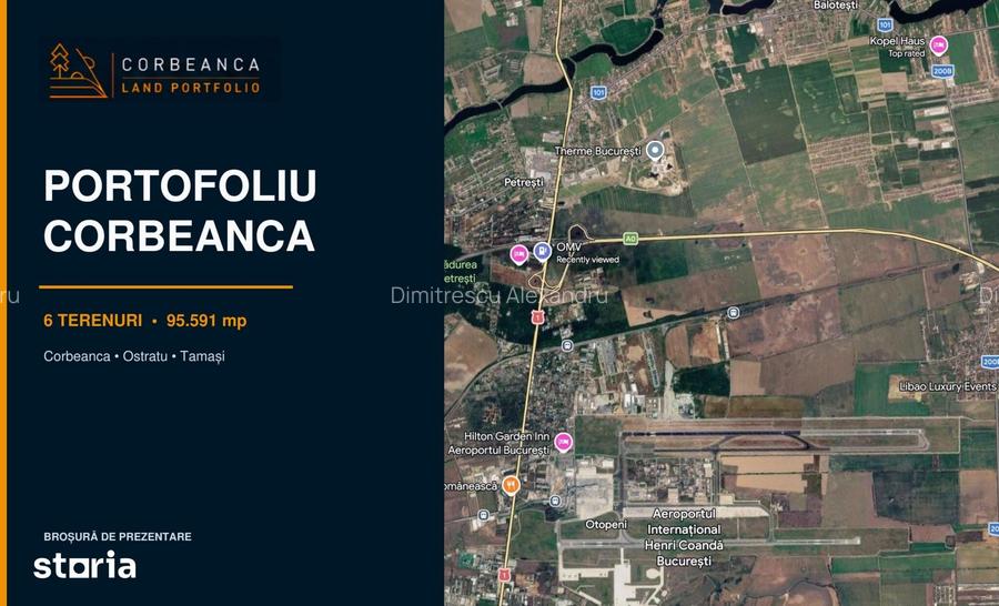 6 terenuri intravilane in Corbeanca 8.75026.596 mp, de la 33 euro/mp