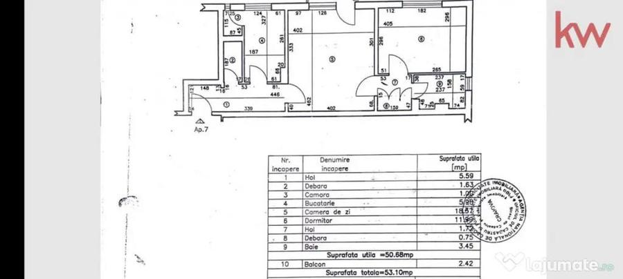 Apartament cu 2 camere semidecomandat în Central