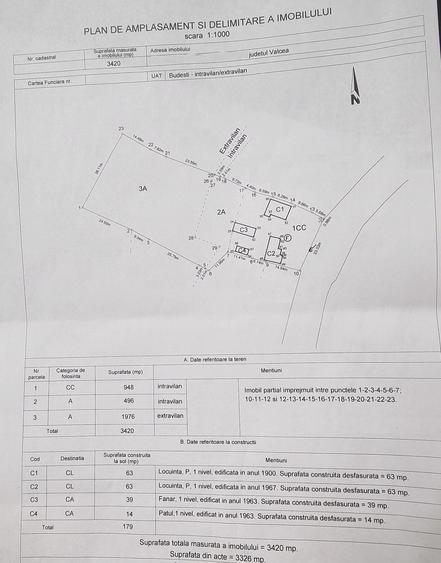 Casă individuală cu 3 camere cu Teren 3420 Mp în Budești