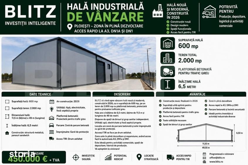 Spațiu comercial, de 600 mp, în Valea Călugărească