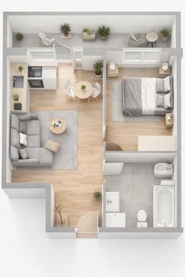 Apartament cu 2 camere semidecomandat în Florești