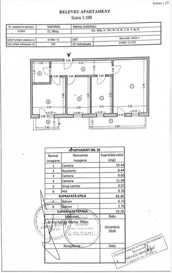 Apartament cu 3 camere decomandat în Central