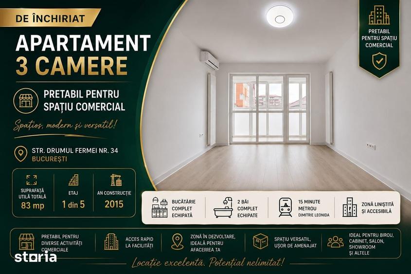 Apartament cu 3 camere decomandat în Central