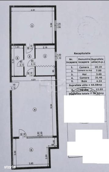 Apartament cu 3 camere semidecomandat în Centrul Civic