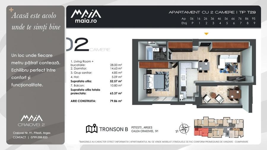 Apartament cu 2 camere decomandat în Craiovei