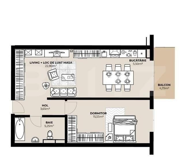 Apartament cu 2 camere semidecomandat în Mărăști