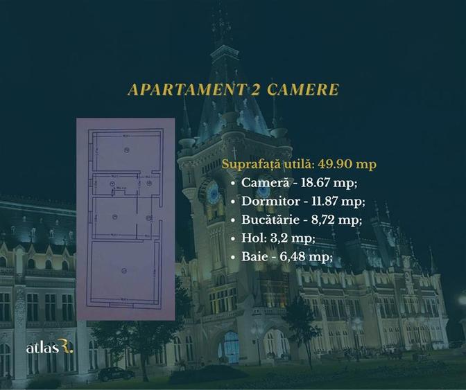Apartament cu 2 camere decomandat în Nicolina