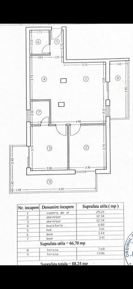 Apartament cu 3 camere decomandat în Nord