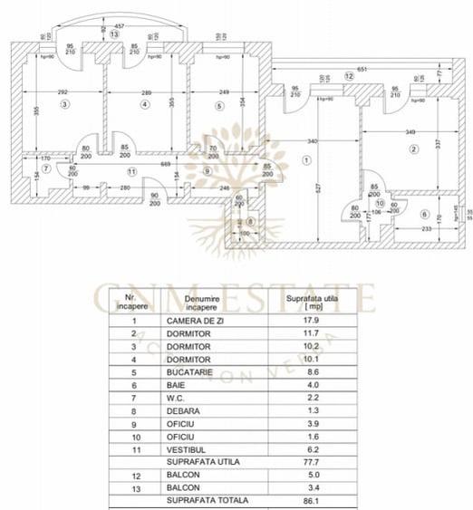 Apartament cu 4 camere semidecomandat, mobilat în Uverturii