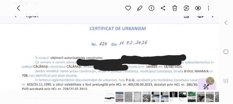 Teren Construcții intravilan de 250 mp, în Tomis I