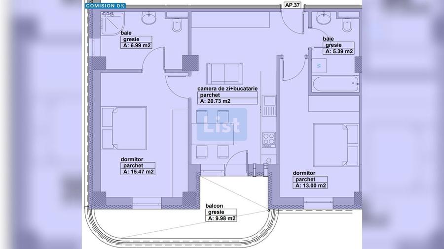 Apartament de vânzare, 3 camere, 61m², 2 băi, lift, balcon - Baia Mare - 1