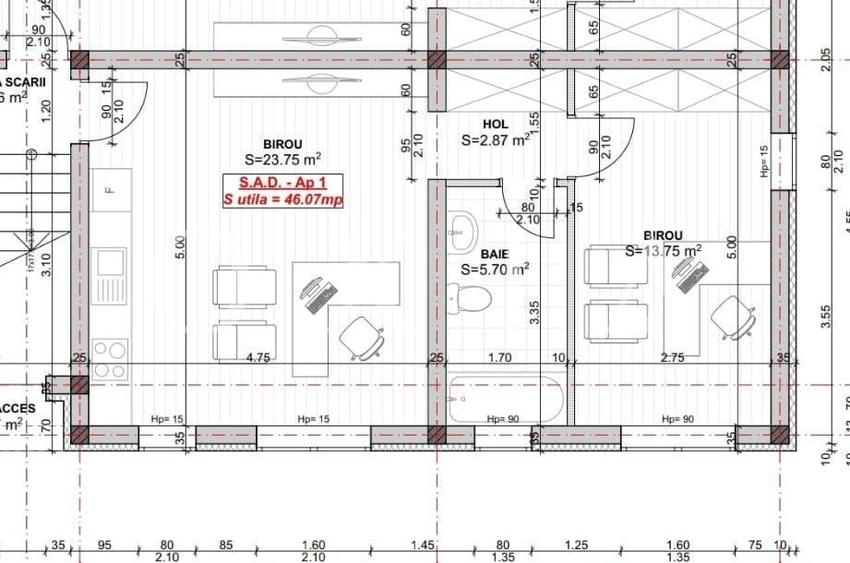 Apartament cu 2 camere semidecomandat în Gării