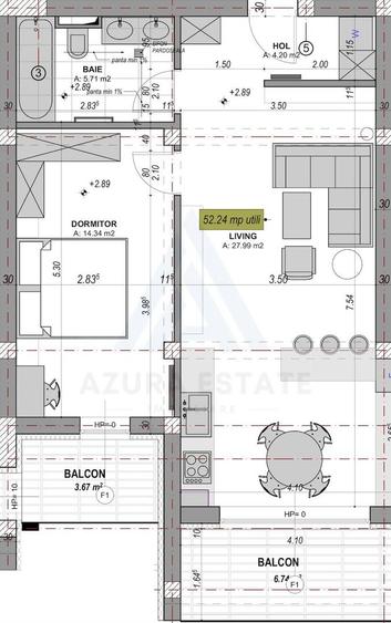 Apartament cu 2 camere decomandat, mobilat în Cristian