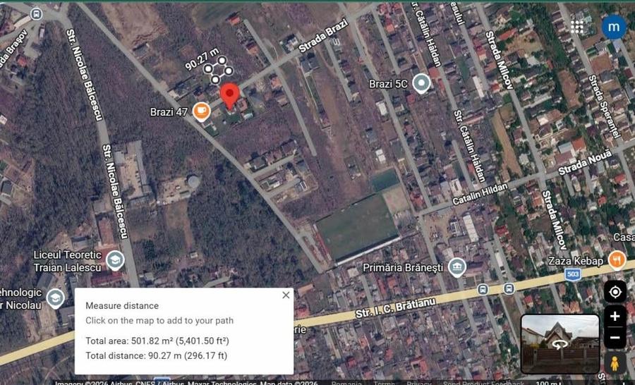 Teren intravilan 600 mp în Brănești – Deschidere 20.5 m, u - 4