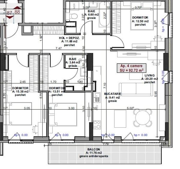 Apartament cu 4 camere semidecomandat în Mărăști