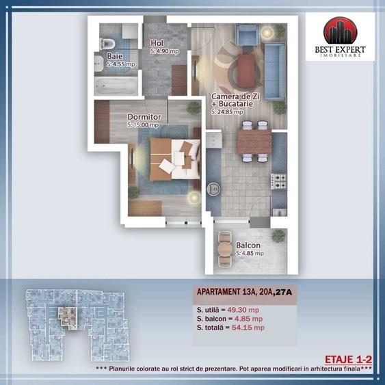 Apartament cu 2 camere semidecomandat în Titan