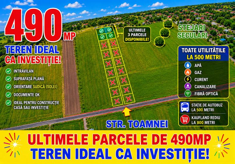 Teren Construcții intravilan de 490 mp, în Păcurari
