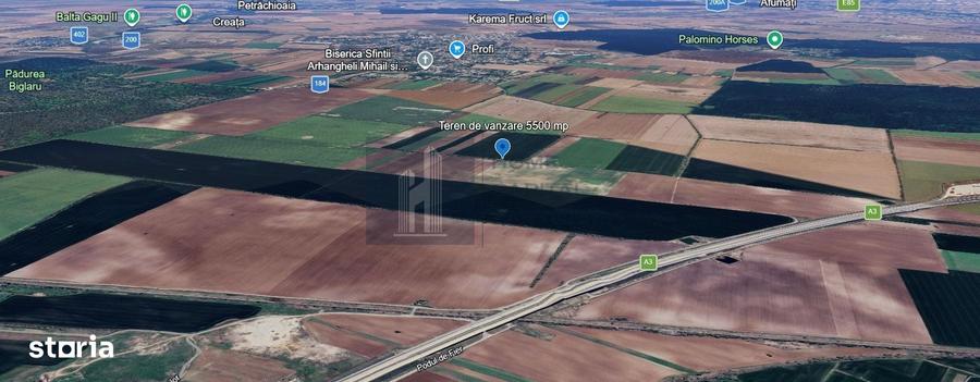 Teren de 5500 mp, în Moara Vlăsiei