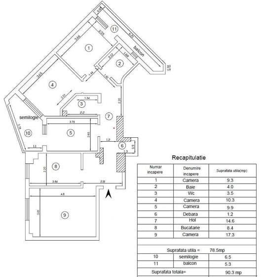 Apartament cu 4 camere decomandat în Dacia