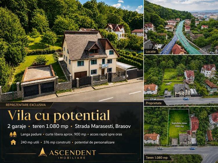 Vila cu potential, 2 garaje, teren 1.080 mp, strada Marasesti, Brasov - 1