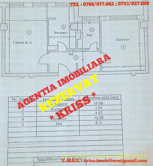 Apartament cu 2 camere decomandat în Craiovei