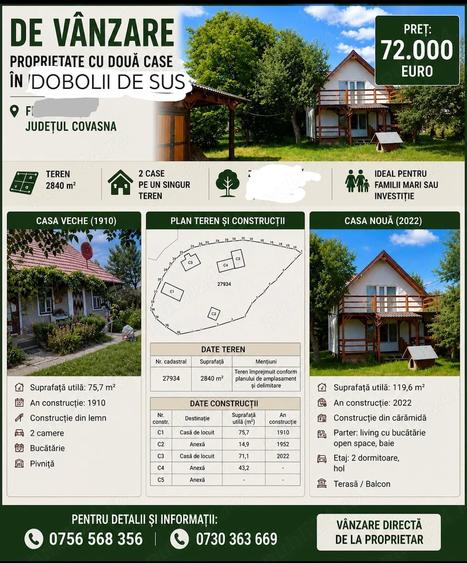 Casă cu Teren 2840 Mp în Dobolii de Sus