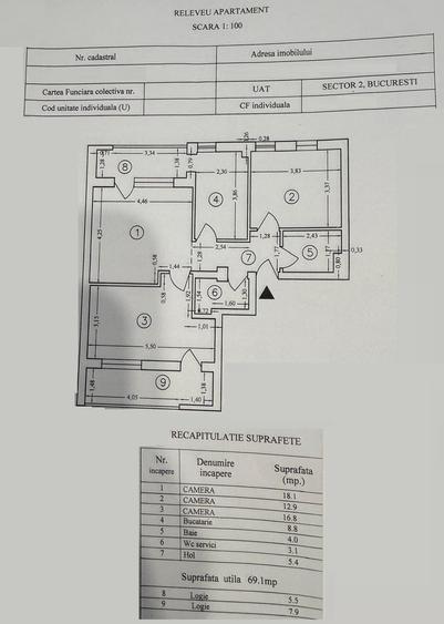 Apartament cu 3 camere decomandat în Ferdinand