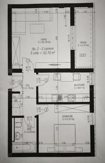 Apartament cu 2 camere decomandat, mobilat în Braytim