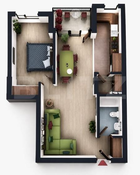 Apartament cu 2 camere semidecomandat în Florești