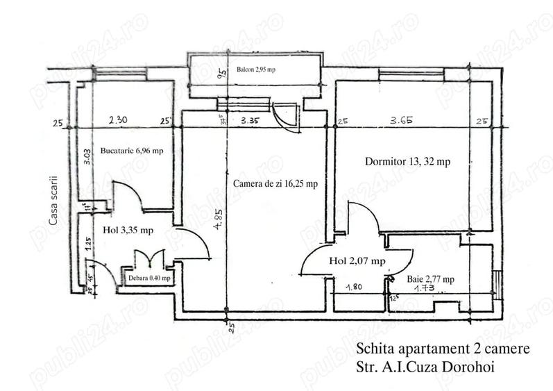Apartament cu 2 camere semidecomandat în Central