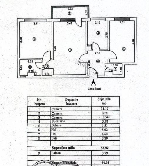 Apartament cu 3 camere semidecomandat în Micro 17
